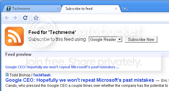 google chrome feeds
