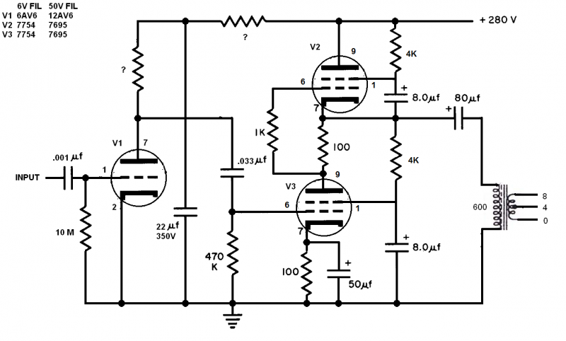 triode tested 6AV6...Used same as half of one 12ax7 in 7 pins