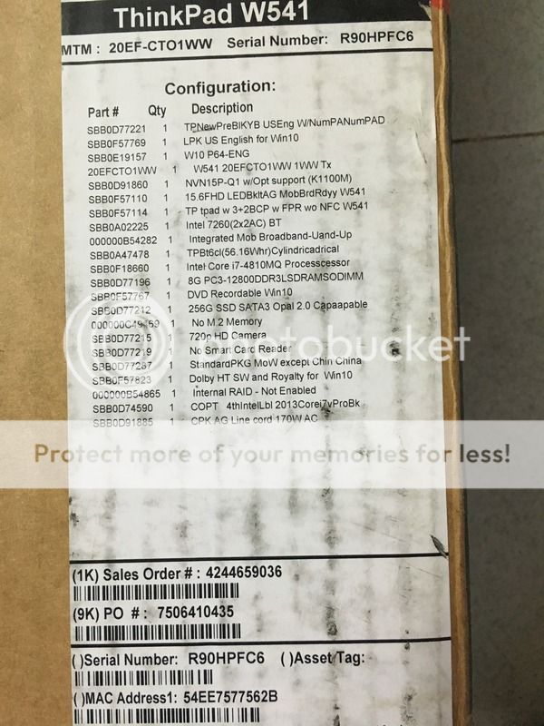 Note ThinkPad W541 ( New 100% )